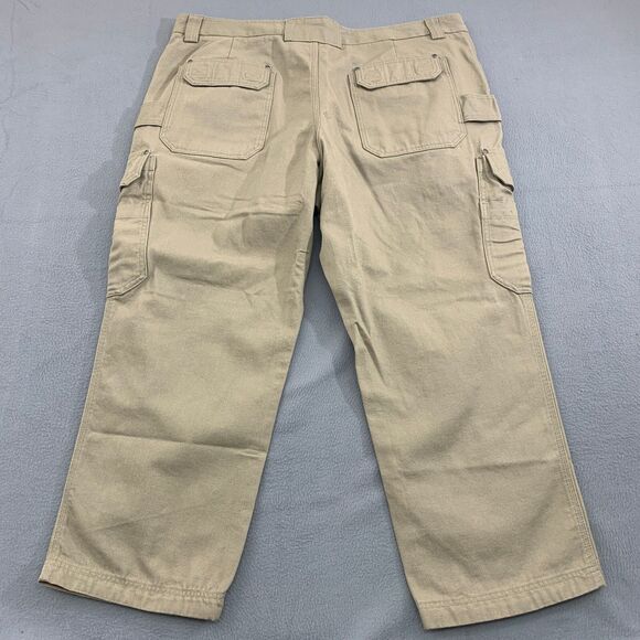 Duluth Trading Co. Cargo Work Pants Mens Size 44X28 Beige Fire Hose Relaxed Fit - Picture 5 of 16